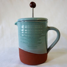 Load image into Gallery viewer, turquoise ceramics cafetiere pot on a white background
